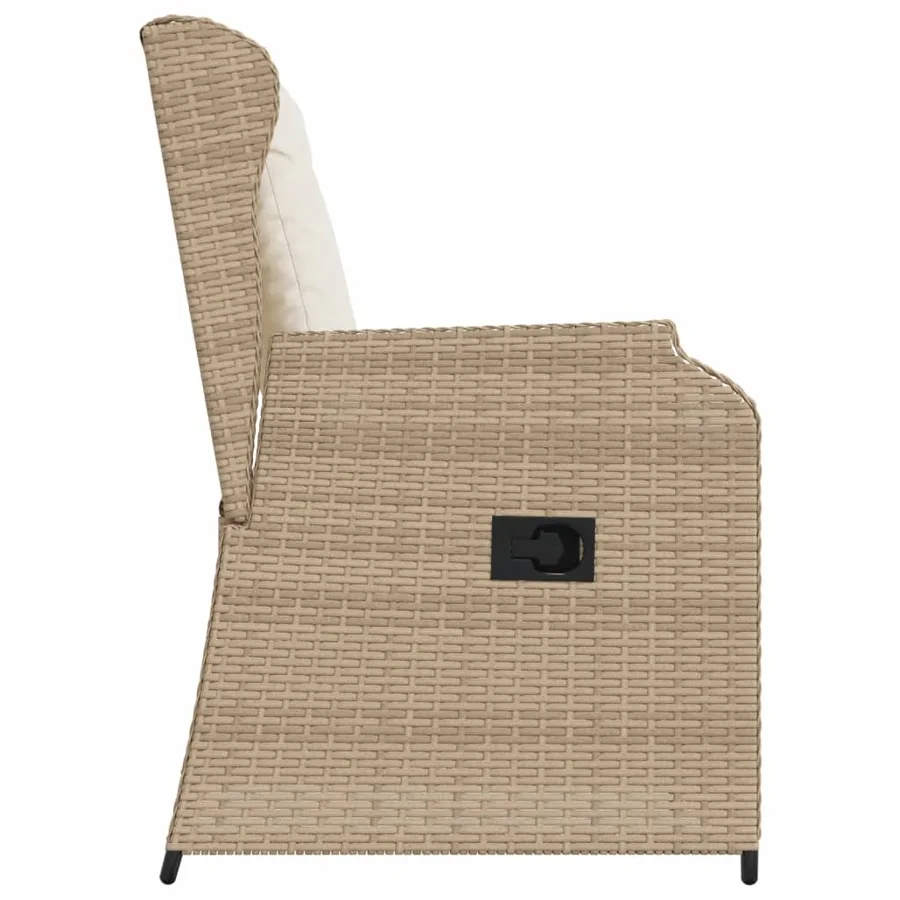 Chaises inclinables de jardin lot de 2 et coussins beige rotin - 6