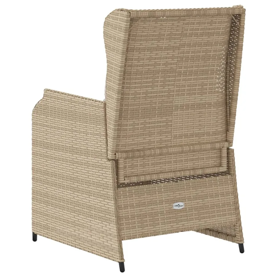 Chaises inclinables de jardin lot de 2 et coussins beige rotin - 7