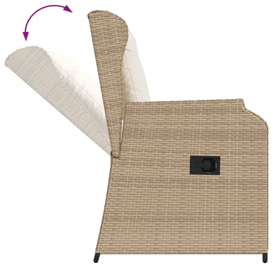 Chaises inclinables de jardin lot de 2 et coussins beige rotin - 8