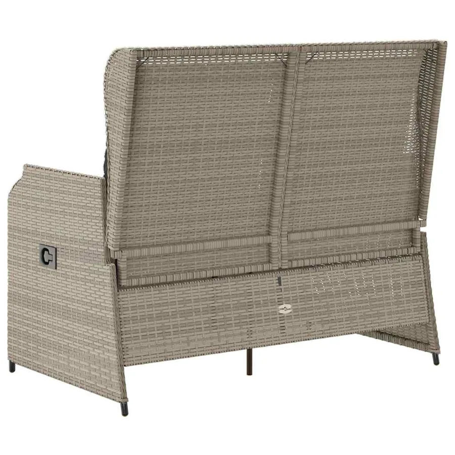 Banc inclinable de jardin et coussins gris clair résine tressée - 6