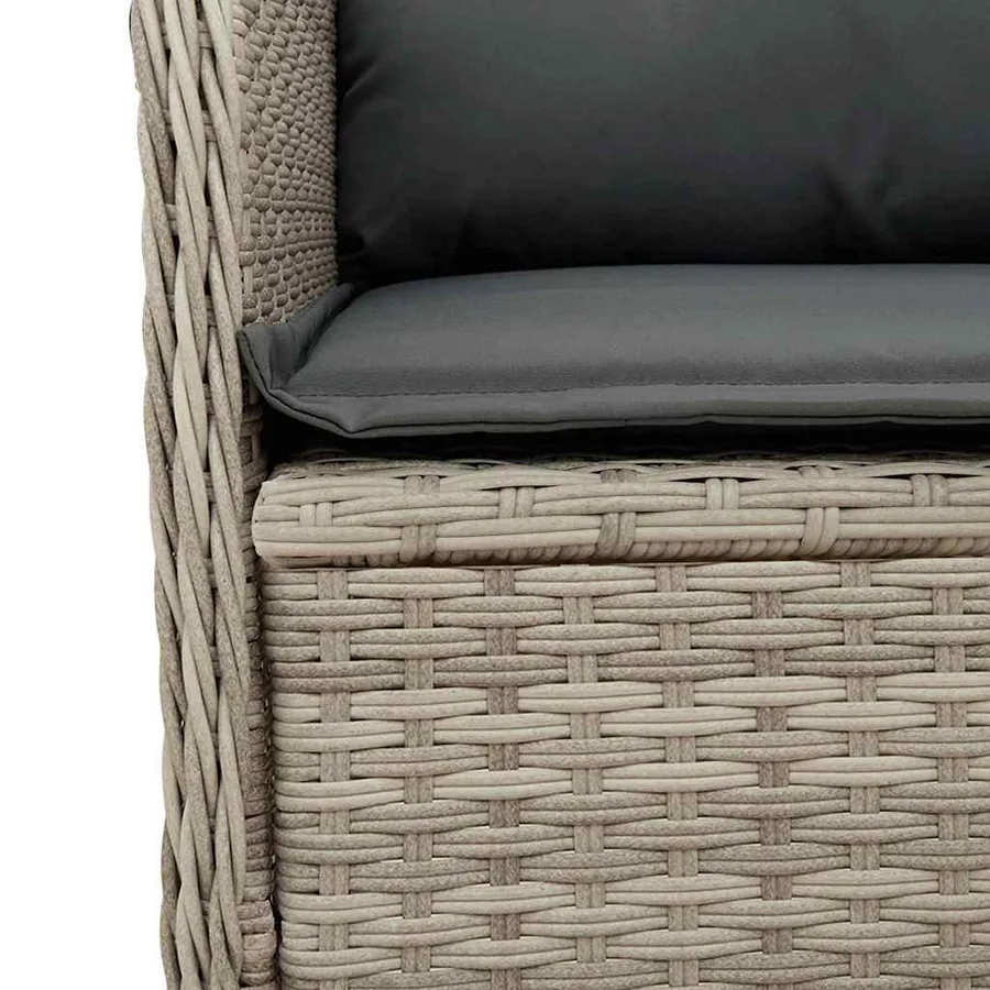 Banc inclinable de jardin et coussins gris clair résine tressée - 8