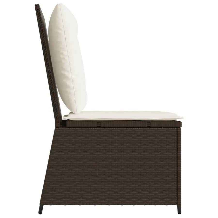 Canapé inclinable de jardin avec coussins marron résine tressée - 5