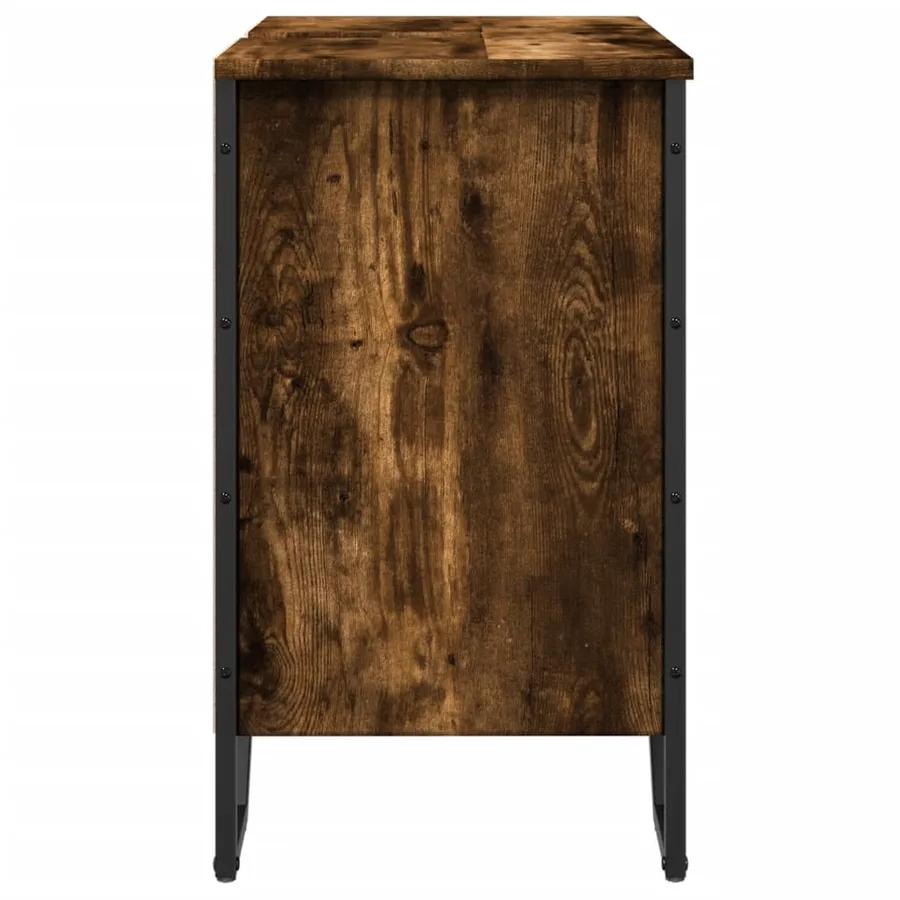 Armoire lavabo de salle de bain chêne fumé 60x35x60 cm - 5