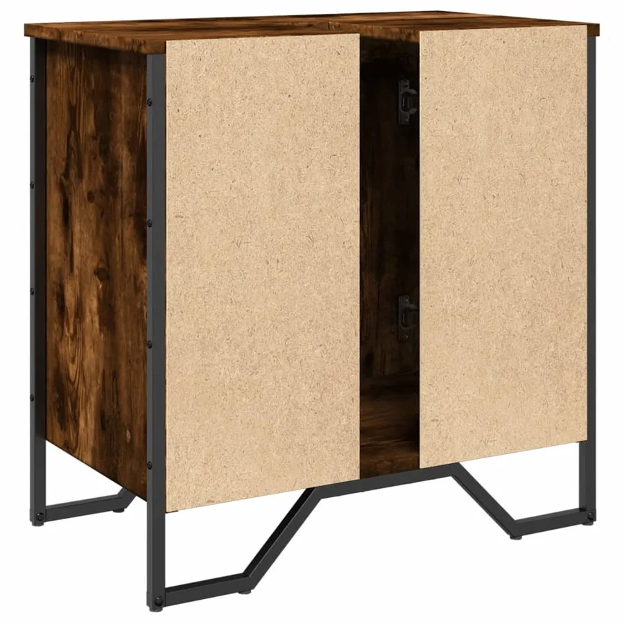 Armoire lavabo de salle de bain chêne fumé 60x35x60 cm - 6