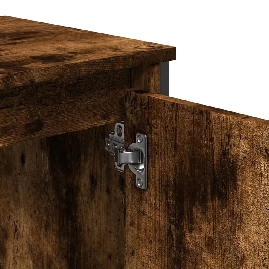 Armoire lavabo de salle de bain chêne fumé 60x35x60 cm - 7