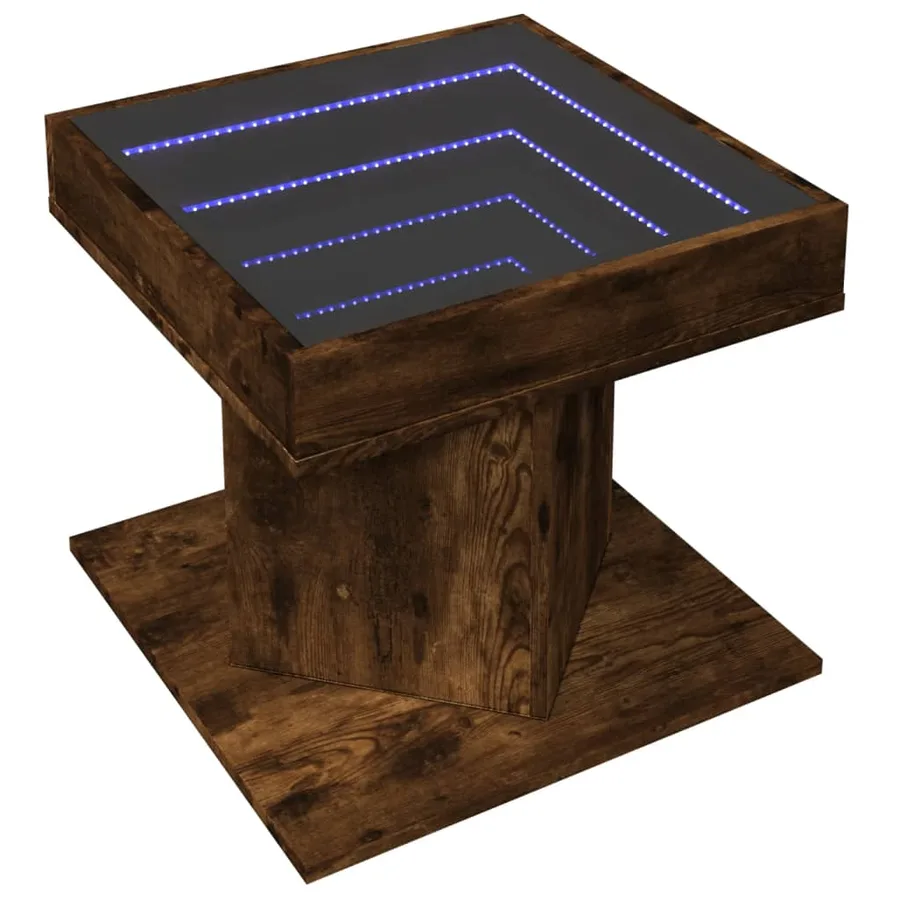 Table basse avec LED chêne fumé 50x50x45 cm bois d'ingénierie - 3