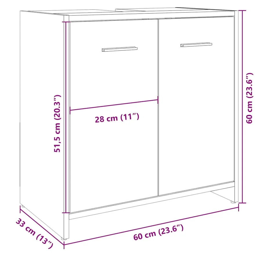 Armoire lavabo de salle de bain chêne sonoma 60x33x60 cm - 11