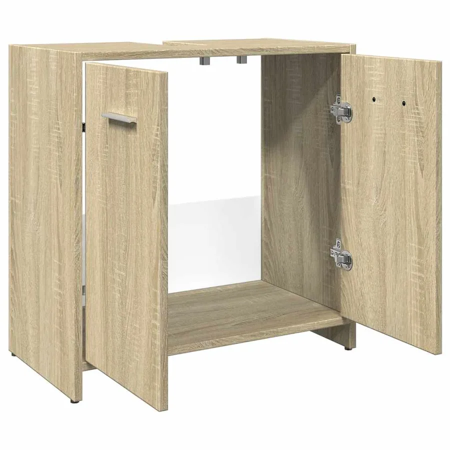 Armoire lavabo de salle de bain chêne sonoma 60x33x60 cm - 5