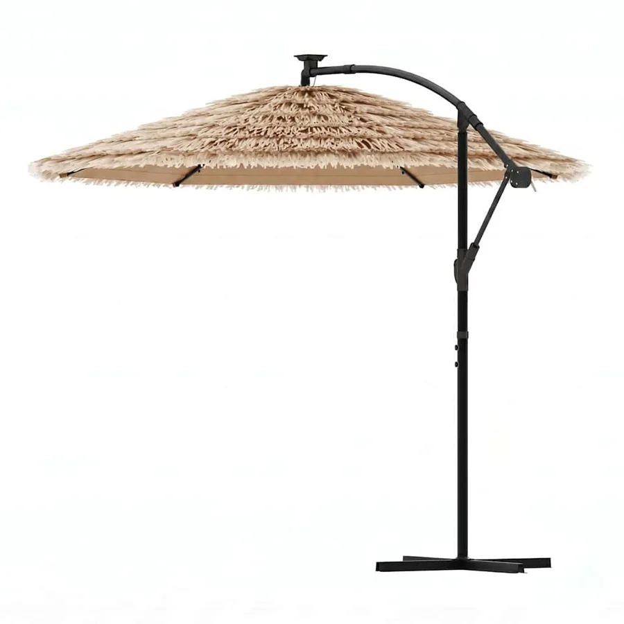 Parasol de jardin avec LED et mât en acier marron 290x290x238cm - 7