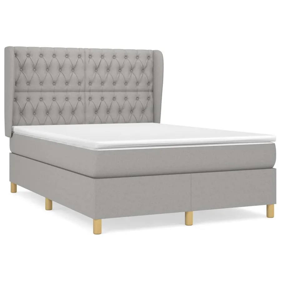 Sommier à lattes de lit avec matelas Gris clair 140x190cm Tissu - 2