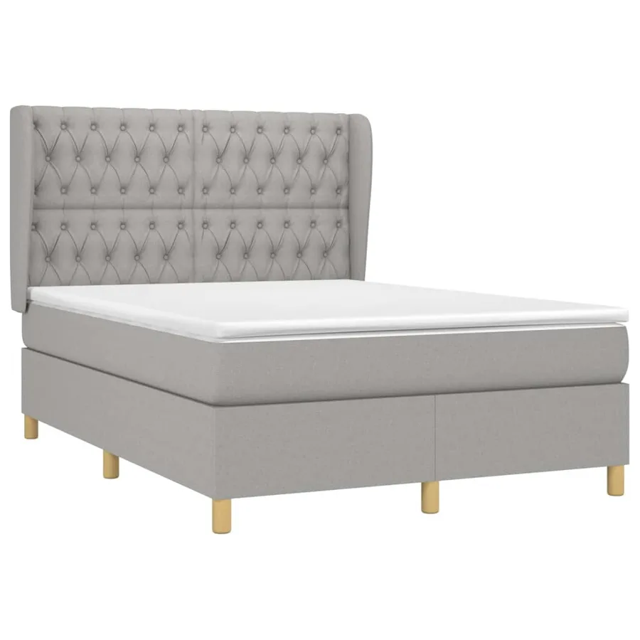 Sommier à lattes de lit avec matelas Gris clair 140x190cm Tissu - 3