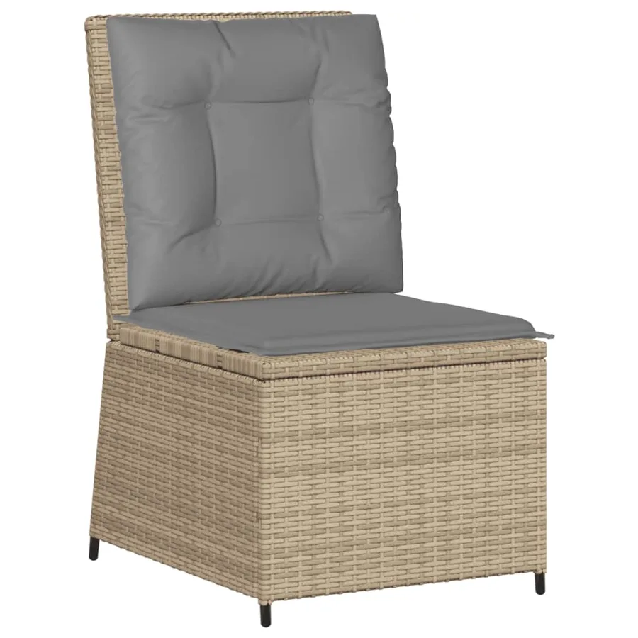 Canapé inclinable de jardin avec coussins beige résine tressée - 2