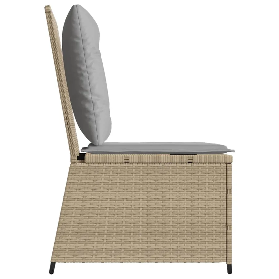Canapé inclinable de jardin avec coussins beige résine tressée - 5