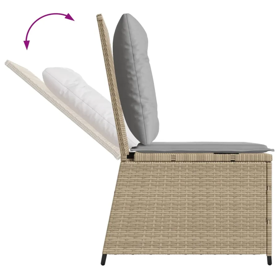 Canapé inclinable de jardin avec coussins beige résine tressée - 7