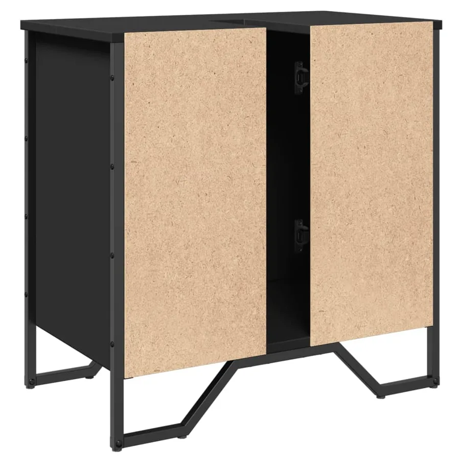 Armoire lavabo de salle de bain noir 60x35x60 cm - 6