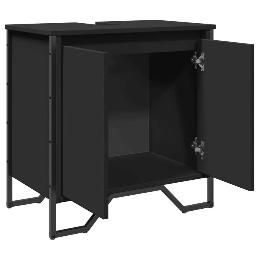 Armoire lavabo de salle de bain noir 60x35x60 cm - 8
