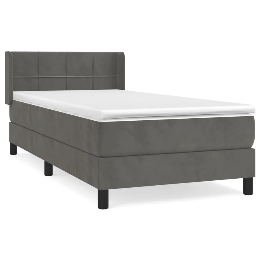 Sommier à lattes de lit et matelas Gris foncé 80x200 cm Velours - 2