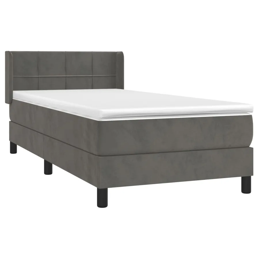 Sommier à lattes de lit et matelas Gris foncé 80x200 cm Velours - 3
