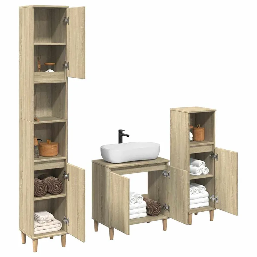 Ensemble de meubles de salle de bain 3 pcs chêne sonoma - 3