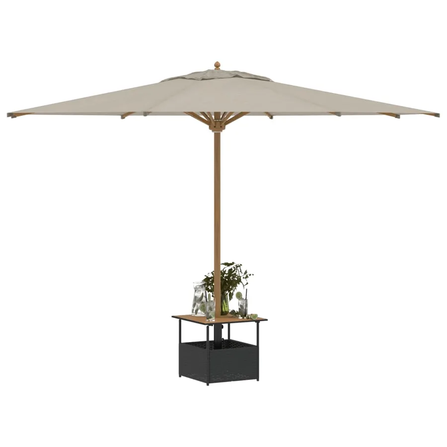 Table de jardin avec trou de parasol noir résine tressée - 4