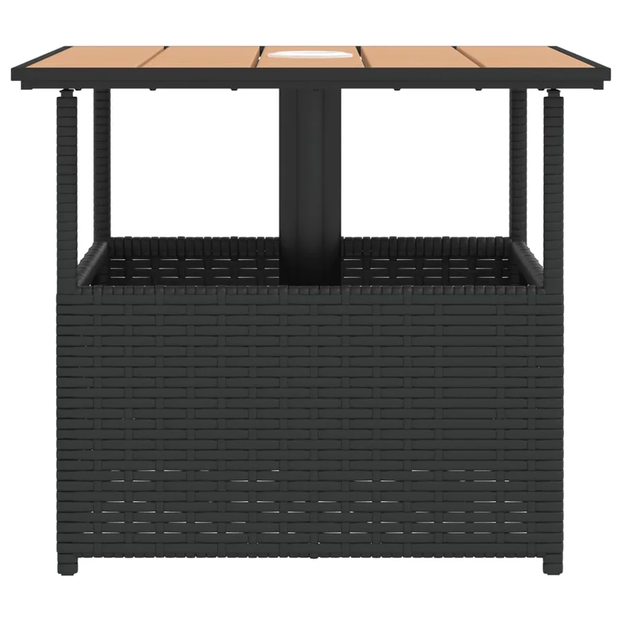 Table de jardin avec trou de parasol noir résine tressée - 6