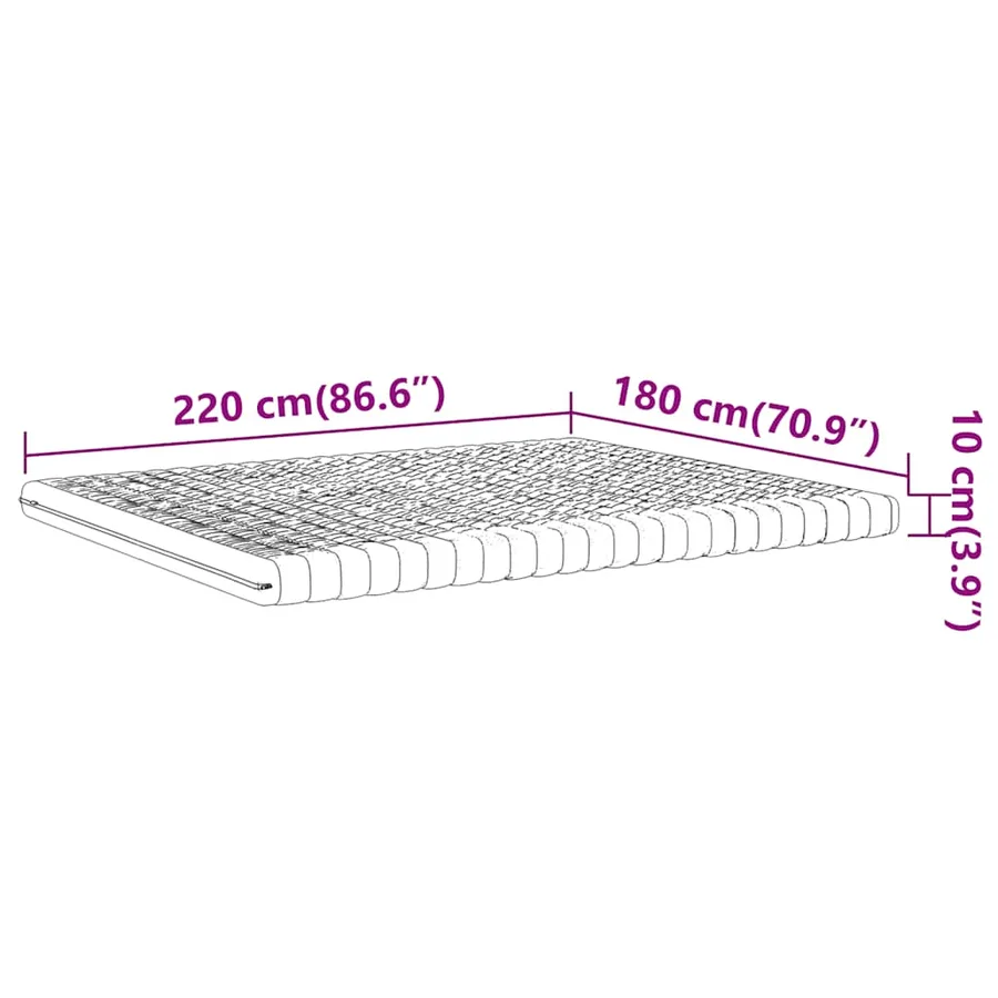 Matelas en mousse blanc 180x220 cm 7 zones dureté 20 ILD - 9