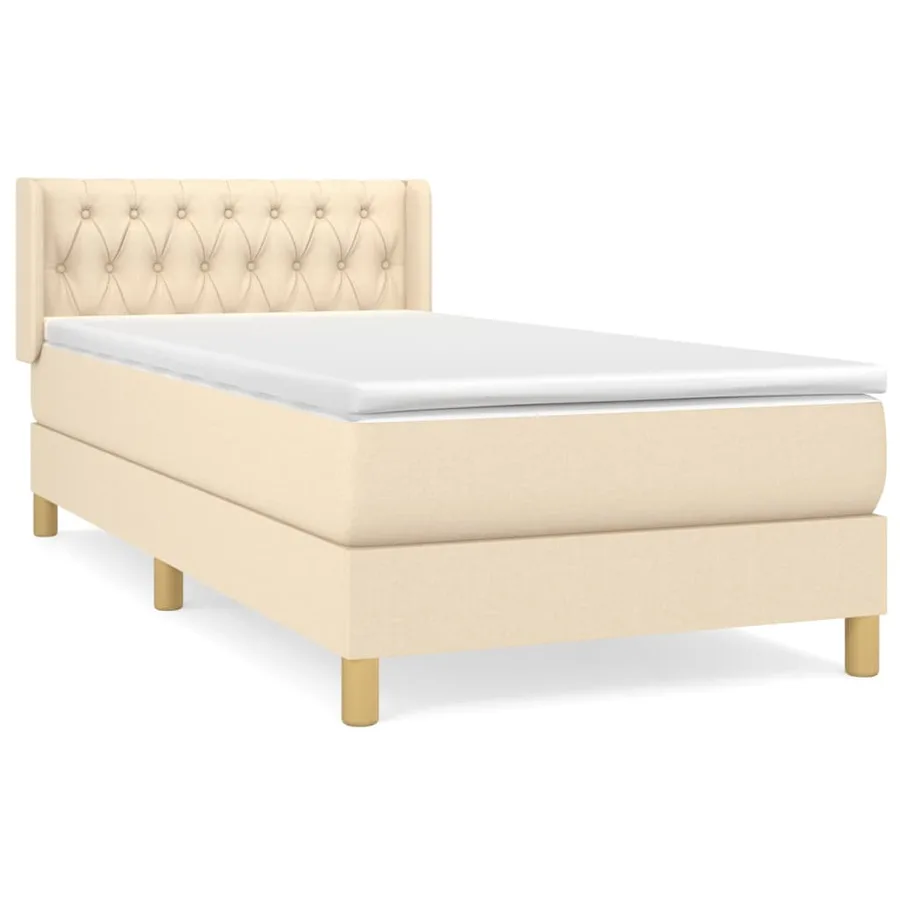 Sommier à lattes de lit avec matelas Crème 100x200 cm Tissu - 2