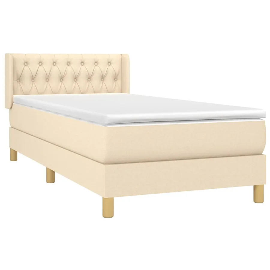 Sommier à lattes de lit avec matelas Crème 100x200 cm Tissu - 3