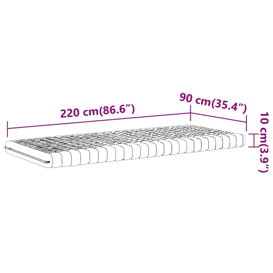 Matelas en mousse blanc 90x220 cm 7 zones dureté 20 ILD - 9