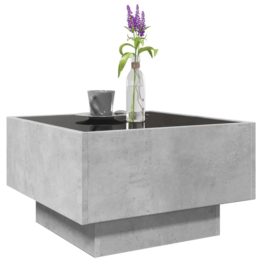 Table basse avec LED gris béton 50x50x30 cm bois d'ingénierie - 5