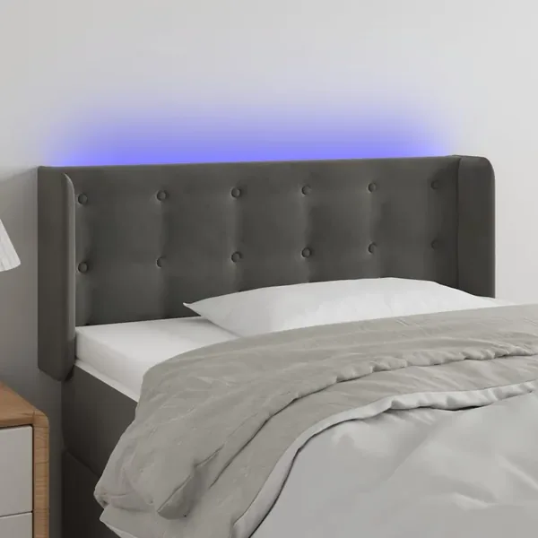 Tête de lit à LED Gris foncé 103x16x78/88 cm Velours