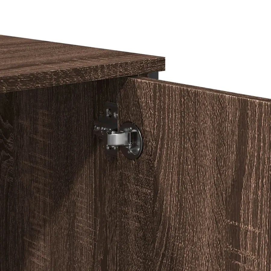 Buffet haut chêne marron 79,5x35,5x137,5 cm bois d'ingénierie - 7