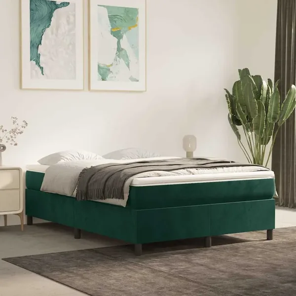 Sommier à lattes de lit et matelas Vert foncé 140x190cm Velours