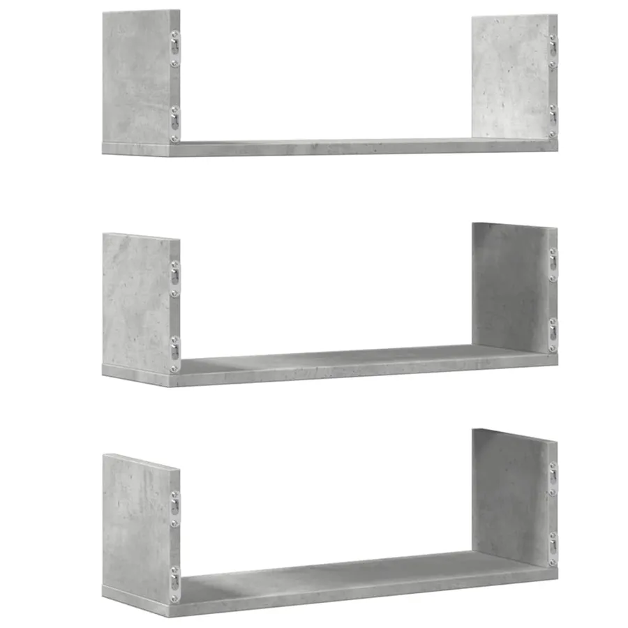 Étagères murales 3 pcs gris béton 58x18x18 cm bois d'ingénierie - 6