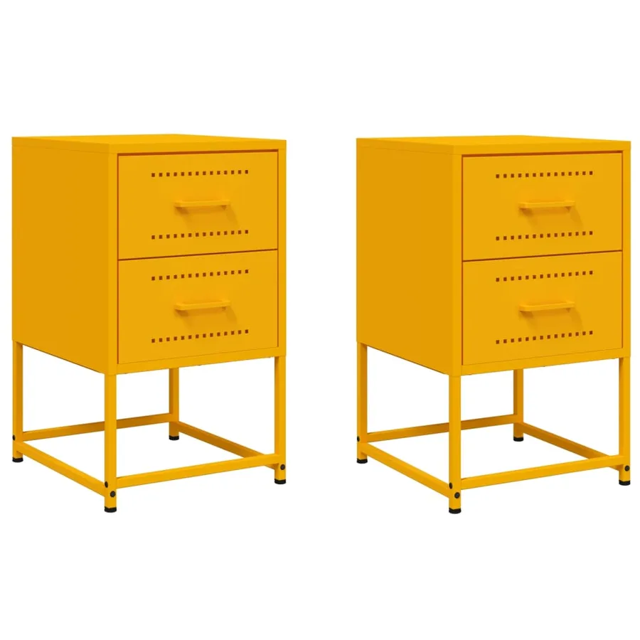 Tables de chevet 2 pcs jaune moutarde 36x39x60,5 cm acier - 2