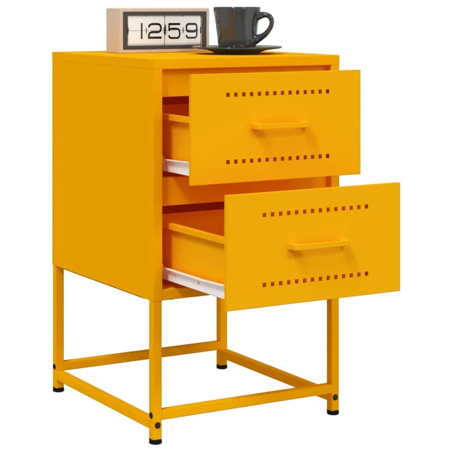 Tables de chevet 2 pcs jaune moutarde 36x39x60,5 cm acier - 4