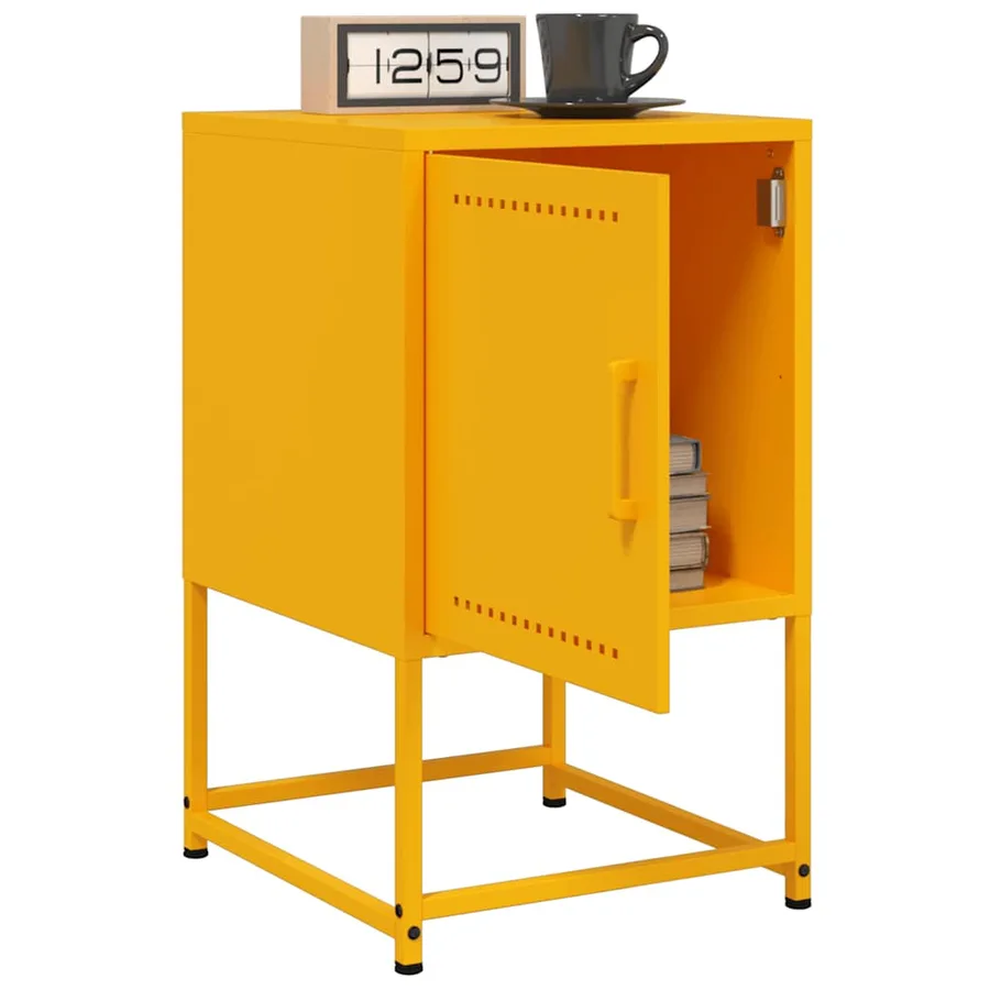 Table de chevet jaune moutarde 36x39x60,5 cm acier - 4
