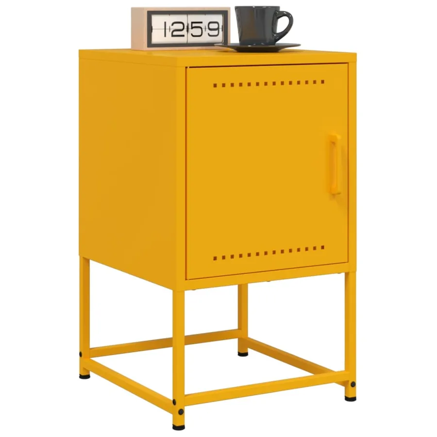 Table de chevet jaune moutarde 36x39x60,5 cm acier - 5