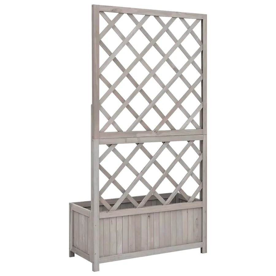 Jardinière à treillis de jardin Gris 70x30x135 cm Bois de sapin - 4