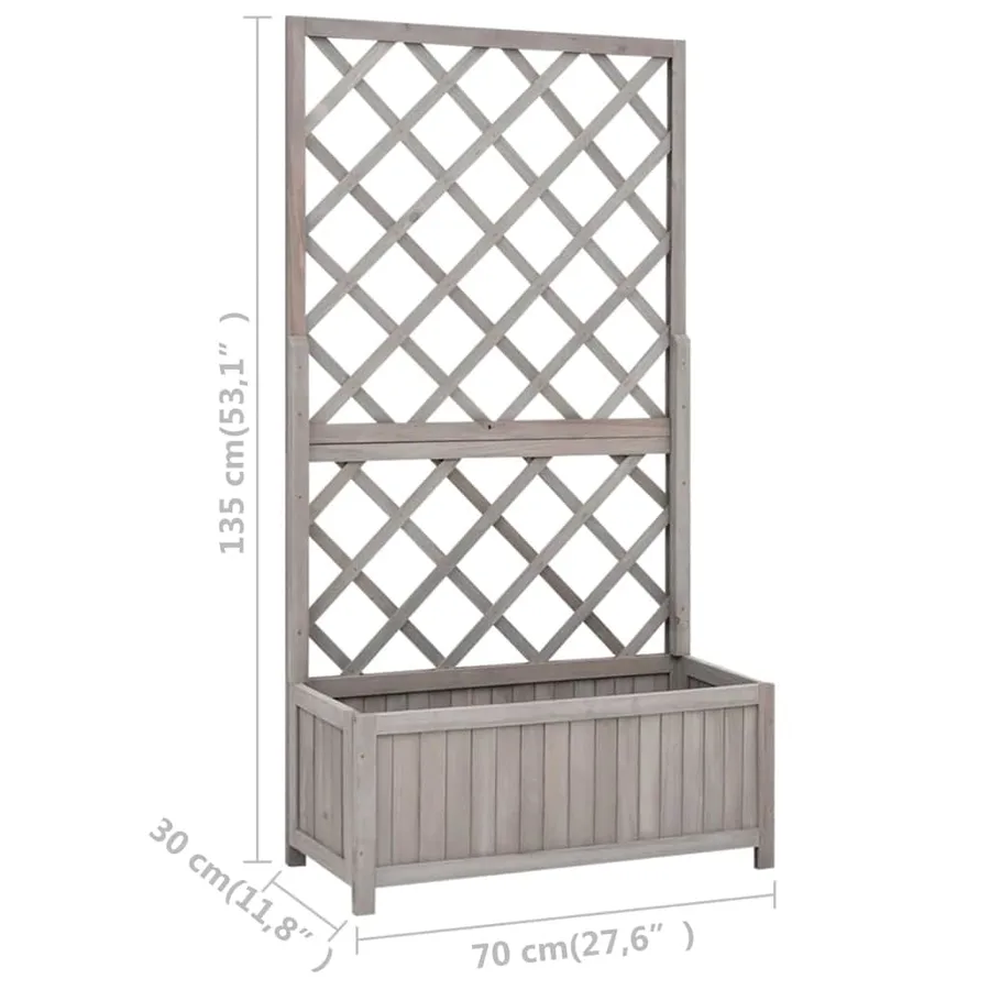Jardinière à treillis de jardin Gris 70x30x135 cm Bois de sapin - 7