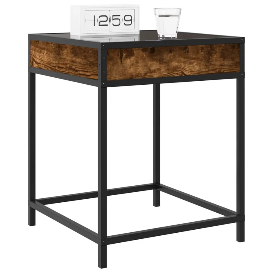 Table de chevet avec LED infini chêne fumé 40x40x51 cm - 5