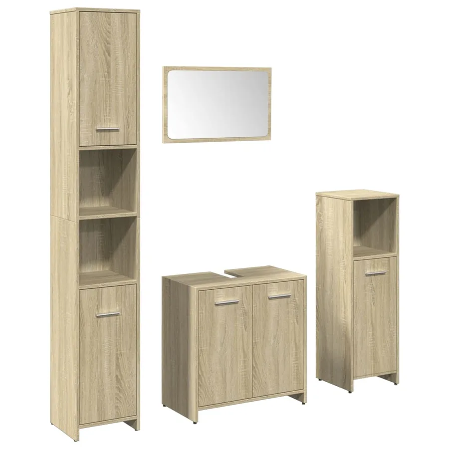 Ensemble de meubles de salle de bain 4 pcs chêne sonoma - 2