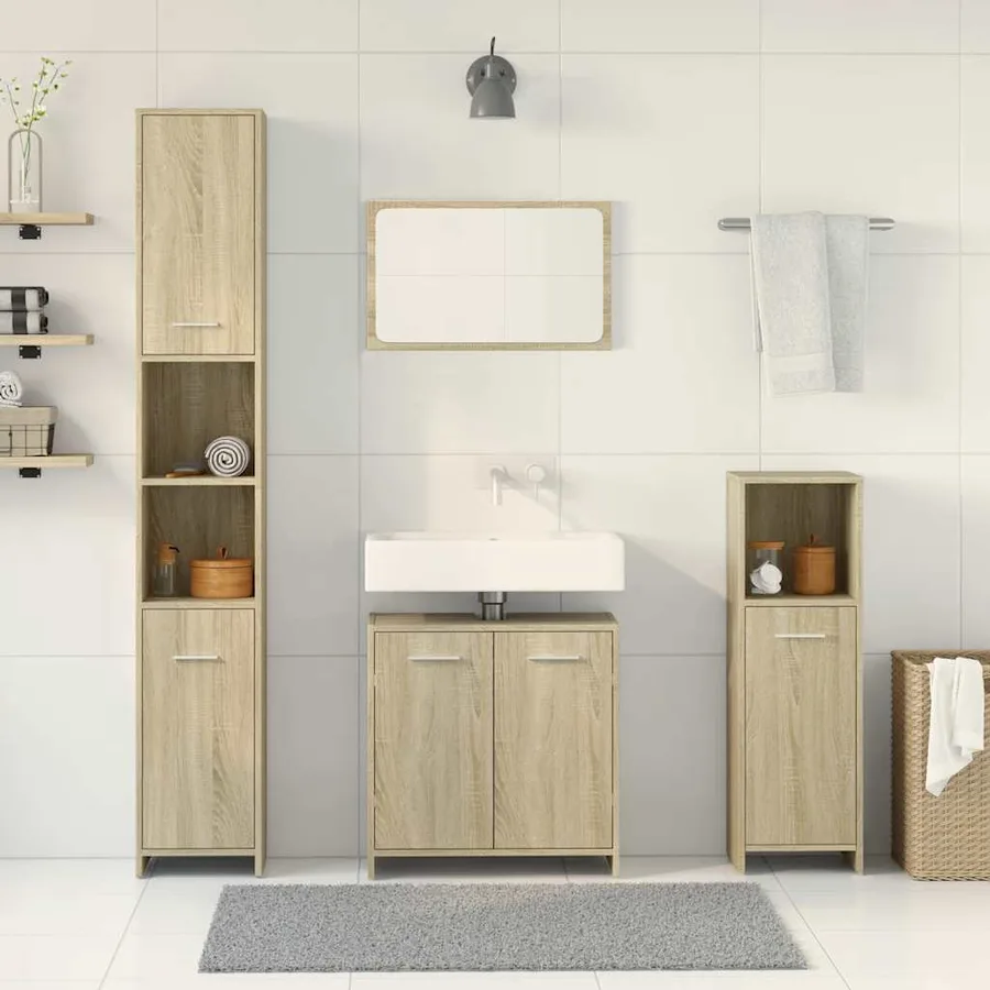 Ensemble de meubles de salle de bain 4 pcs chêne sonoma - 3