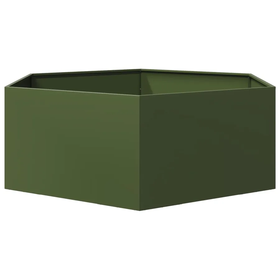 Jardinière vert olive hexagone 138x120x45 cm acier - 4