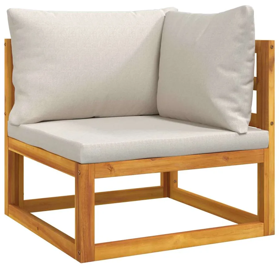 Canapé d'angle sectionnel avec coussins gris clair bois acacia - 2