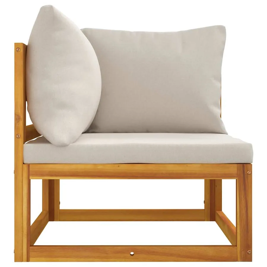 Canapé d'angle sectionnel avec coussins gris clair bois acacia - 4