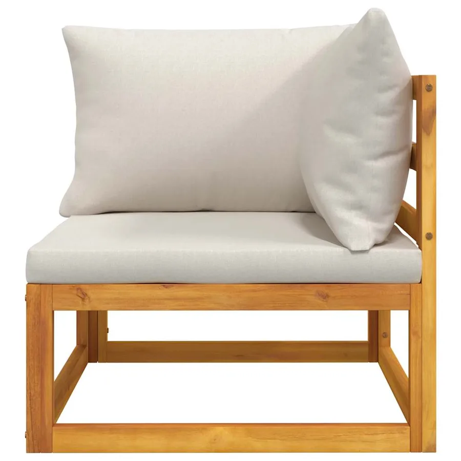 Canapé d'angle sectionnel avec coussins gris clair bois acacia - 5