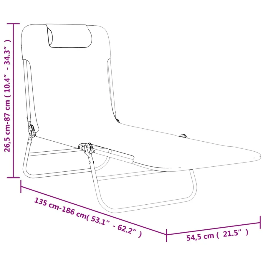 Chaises longues pliables lot de 2 noir textilène et acier - 108