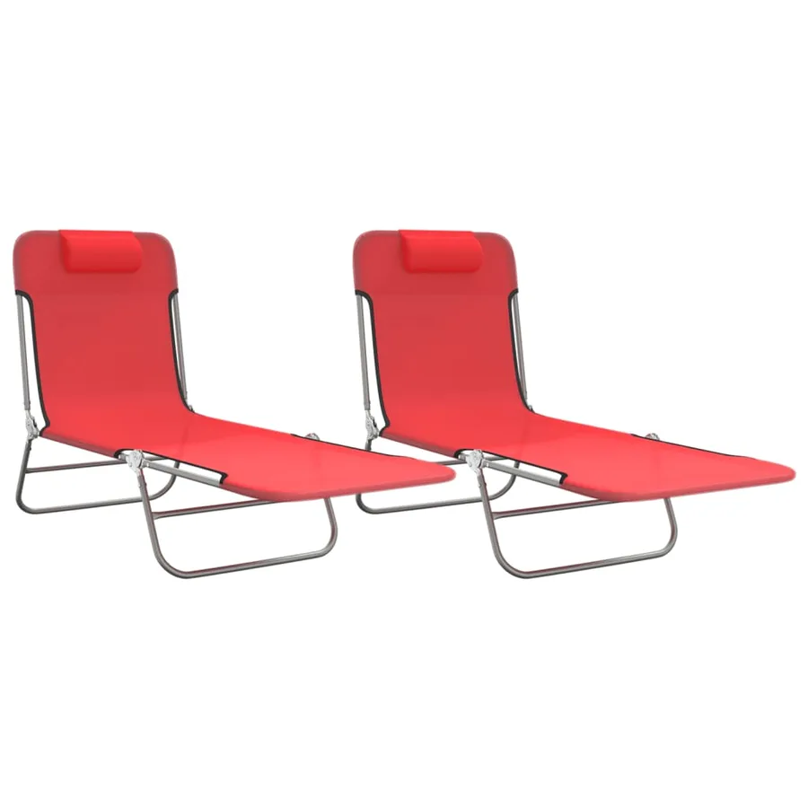 Chaises longues pliables lot de 2 noir textilène et acier - 110