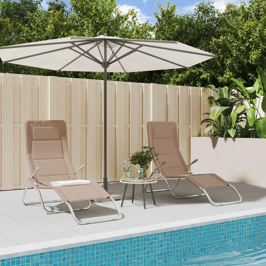 Chaises longues pliables lot de 2 noir textilène et acier - 13
